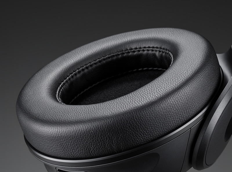 Closed back headphone ear cup noise isolation detail