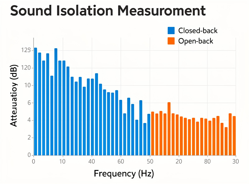 Sound isolation comparison chart closed vs open back