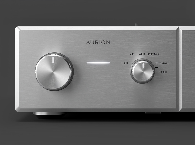 Solid state integrated amplifier front panel volume knob