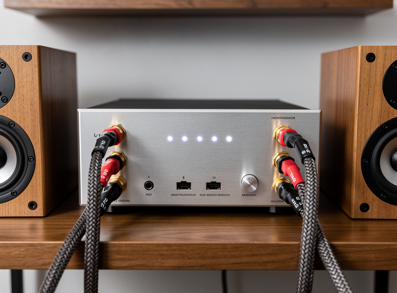 Passive speakers connected to amplifier with speaker cables