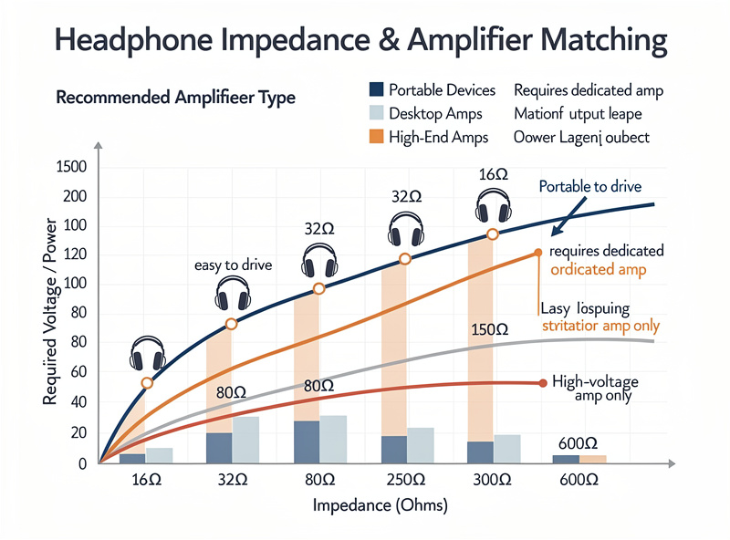 Headphone impedance chart ohm ratings matching