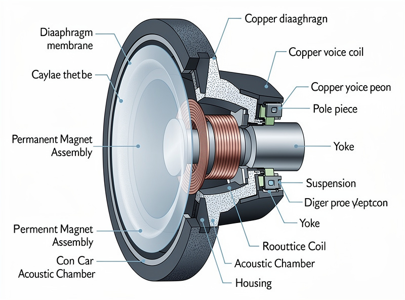 Dynamic driver headphone voice coil cross section