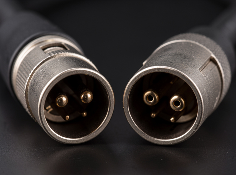 XLR balanced cable connectors close-up showing the three pins