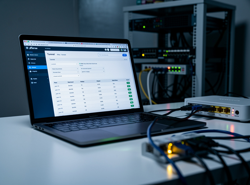 pfSense WireGuard VPN configuration interface with tunnel settings